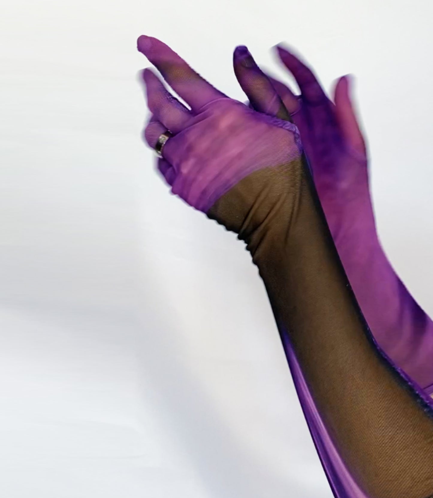 Purple Glitch Print Gloves