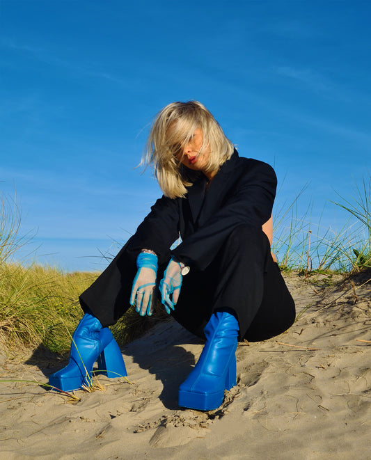 Blue Tulle Gloves